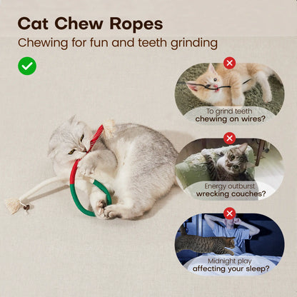 Stycove Cat Chew Toys 3Pcs – Safe Organic Teeth Cleaning Ropes