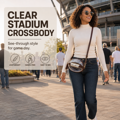 🏈 Clear Football-Shaped Crossbody Bag – Game-Day Style Meets Everyday Convenience ✨