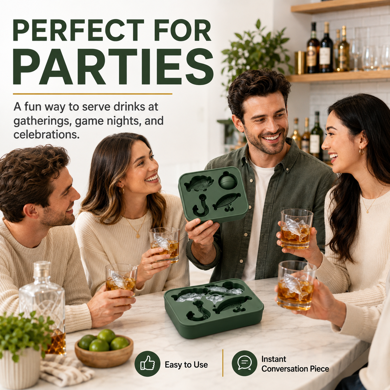 🎣 Fishing-Themed Ice Mold – Fish, Lure, Hook & Bobber Shapes