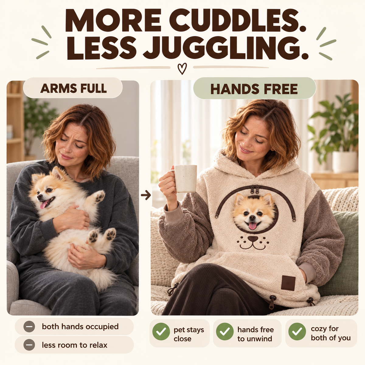⏰LAST DAY 50% OFF 🐾 Cozy Pet Carrier Hoodie — Built-In Pouch for Cats & Small Dogs
