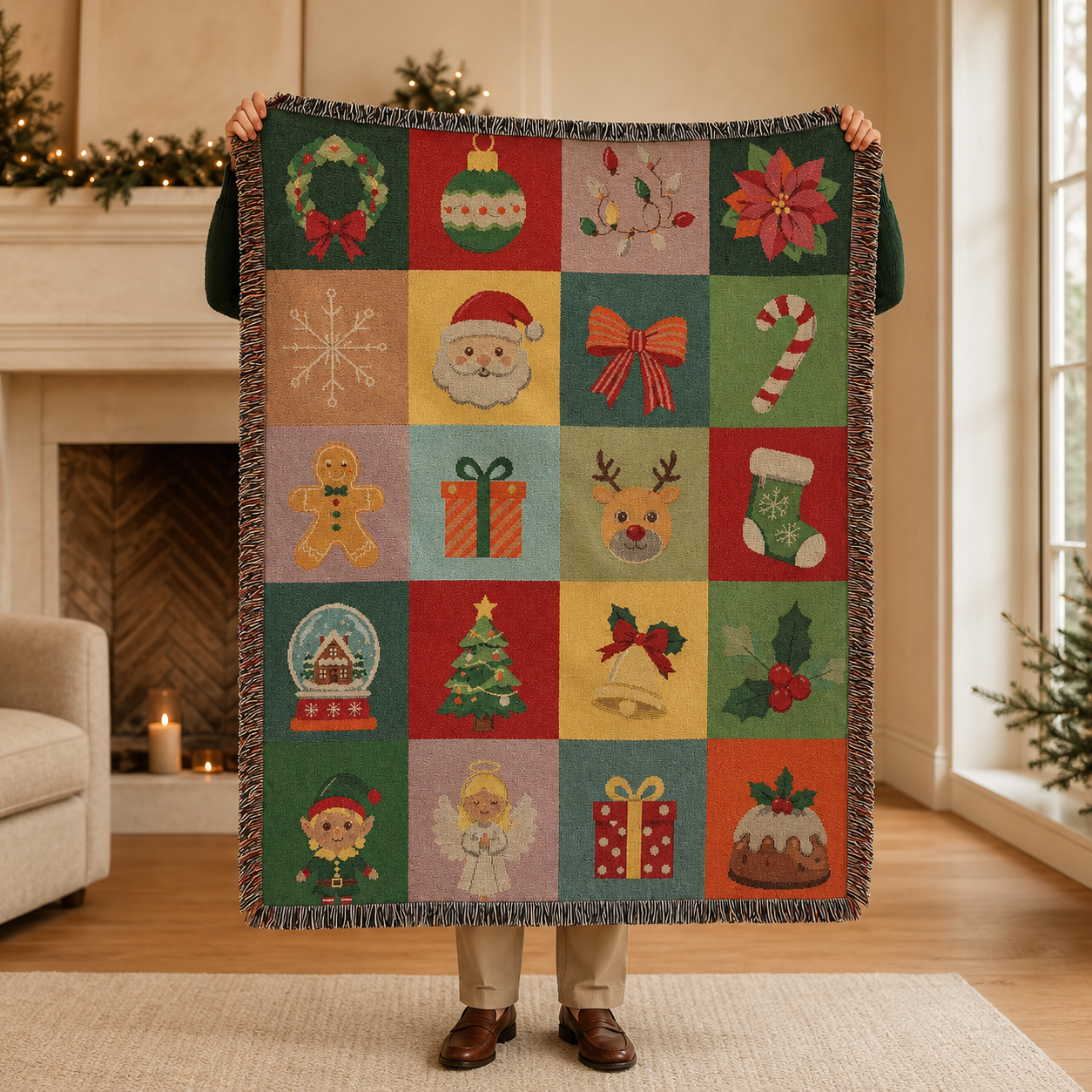 Multi-Function Woven Tassel Blanket, 130x160cm