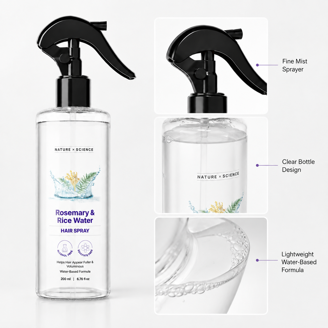 Nature x Science Rosemary and Rice Water Hair Spray routine