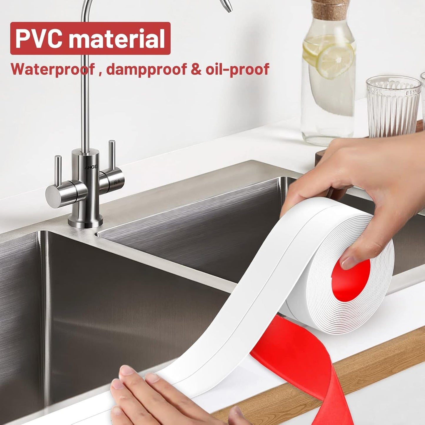 3Pcs White Waterproof Caulk Tape 3.2m Self-Adhesive Sealing Tape  With Scraper