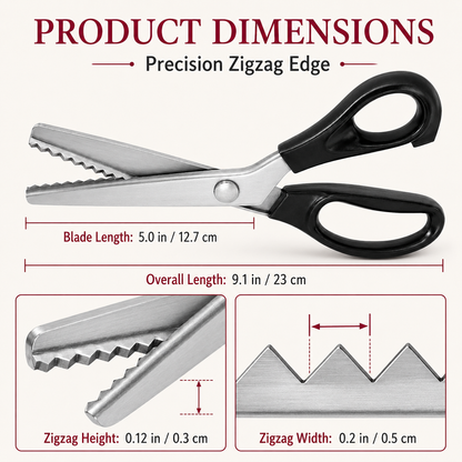 Stainless Steel Zig Zag Scissors with Serrated Teeth - Perfect for DIY Crafts✂️