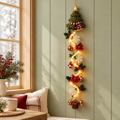 🎄 Glowing Christmas Door Hanger | 6 Festive Lighted Designs with Warm Glow, Dimensional Details & Space-Saving Vertical Décor ✨