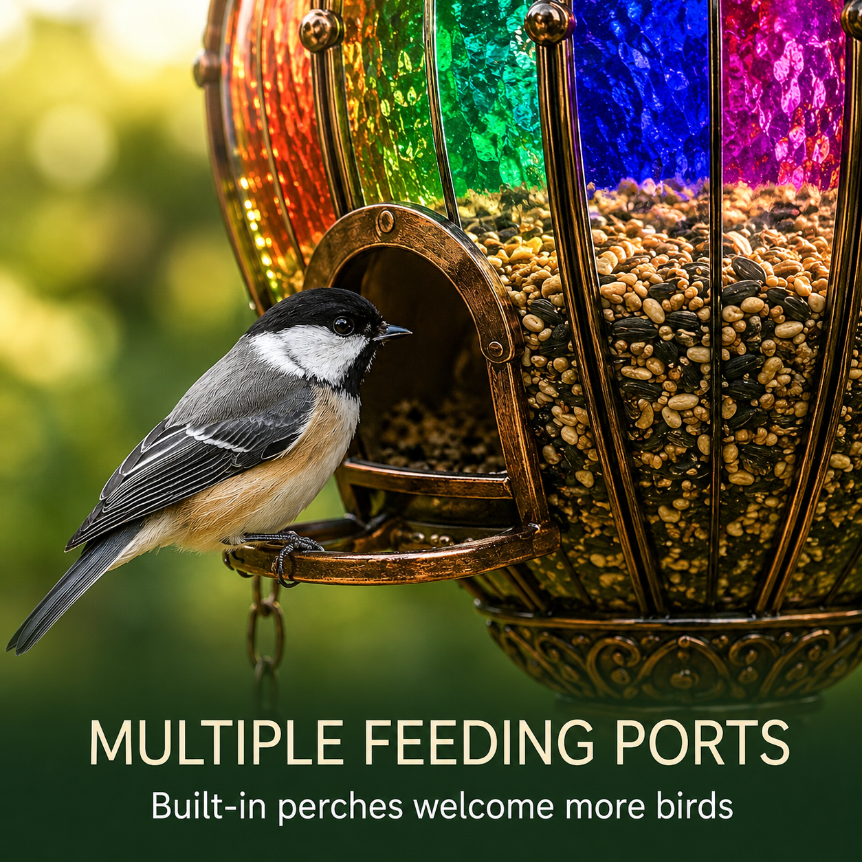 🌈 Stained Glass Hot Air Balloon Bird Feeder Fountain🐦