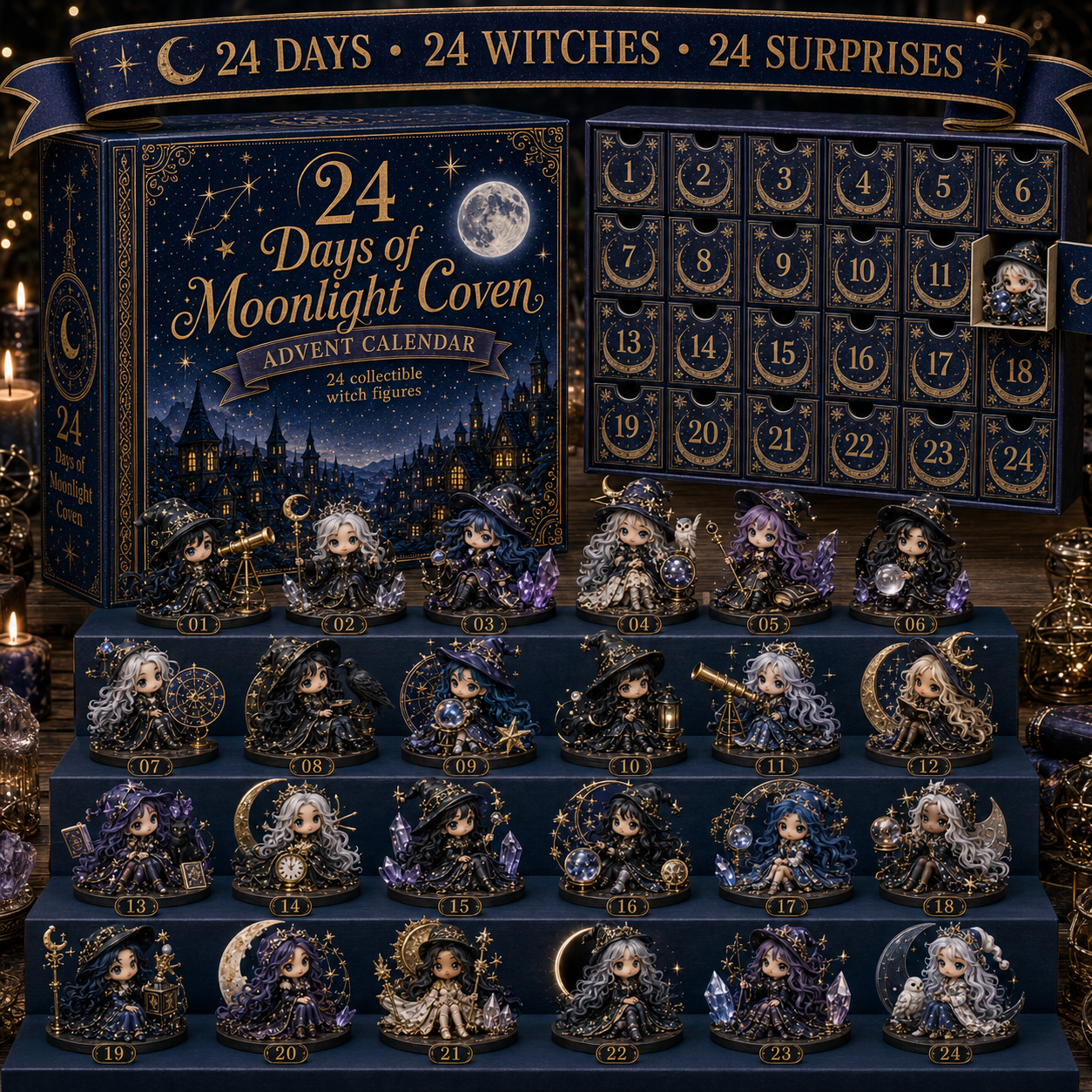 🔥 2026 The Five Covens Witch Advent Calendar – 24 Collectible Witches, 4 Magical Coven Styles