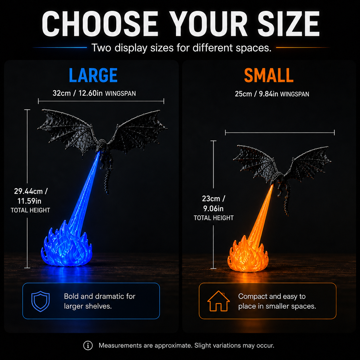 🔥 HOT SALE 🐉| 3D Fire-Breathing Dragon LED Display – Fantasy Bookshelf Decor with Glowing Flame