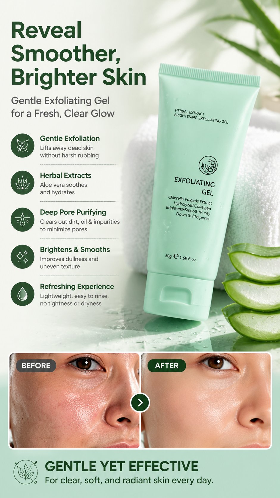 Herbal Extract Brightening Exfoliating Gel