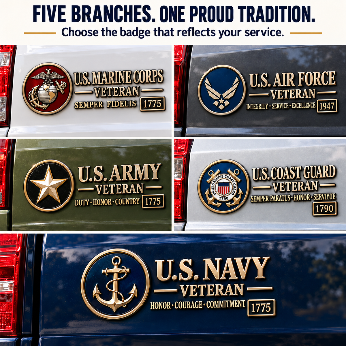 3D Metal Veteran Honor Auto Badge | For daily driving & veteran gatherings