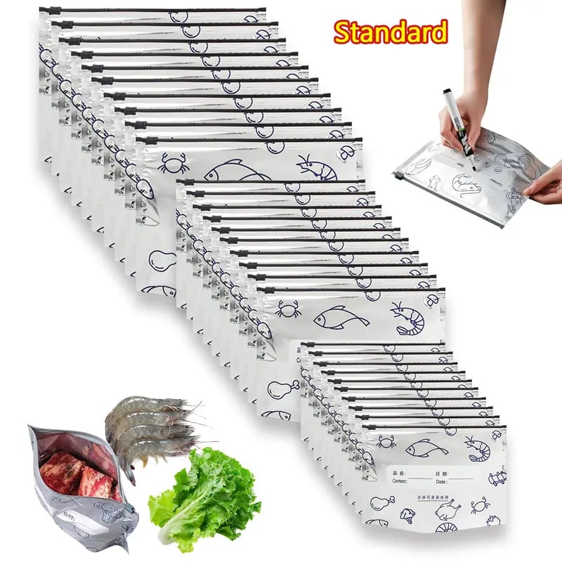 Aluminum Foil Sealable Bags, Reusable Zip Lock Food Storage Pouches