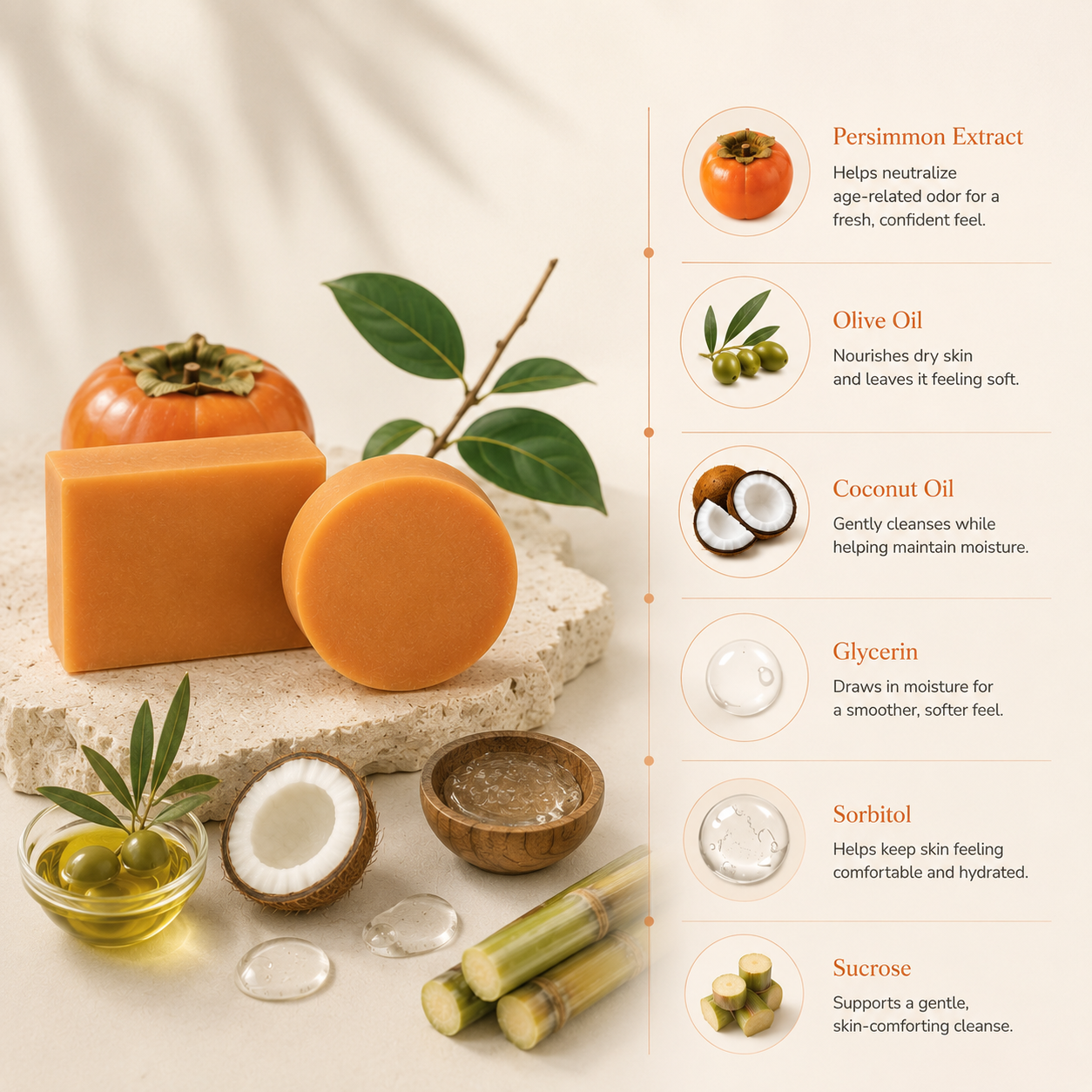 Original Persimmon Soap – Deodorizing & Skin Cleansing Bar
