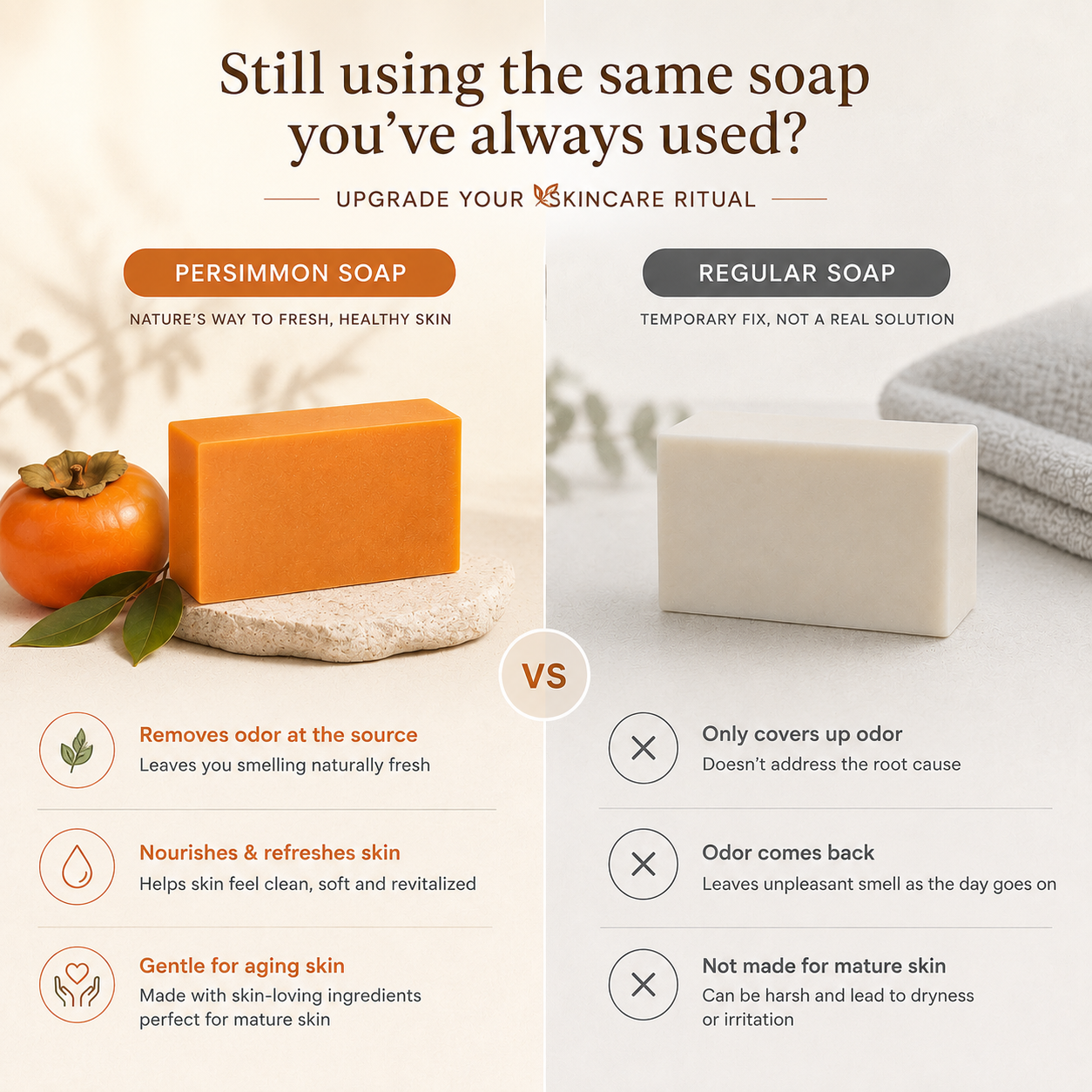 Original Persimmon Soap – Deodorizing & Skin Cleansing Bar