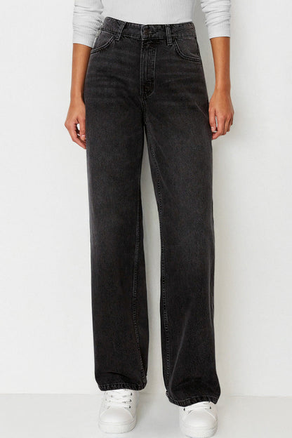 Women's Minimalist High Waist Denim Stretch Wide Leg Jeans