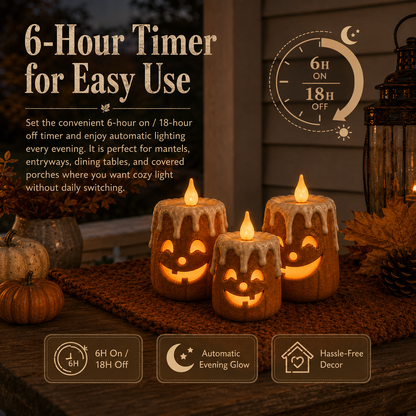 3-Piece Set Cozy Lighted Pumpkin Candles