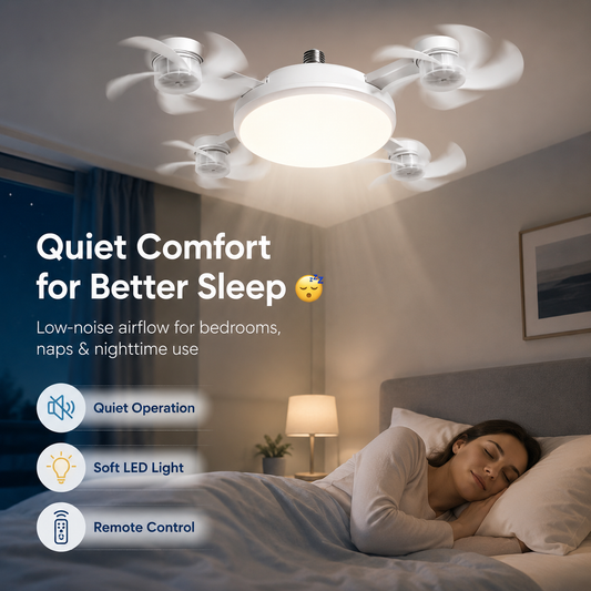 2-in-1 LED Fan Bulb with Remote Control for Bedroom, Kitchen & Home Cooling