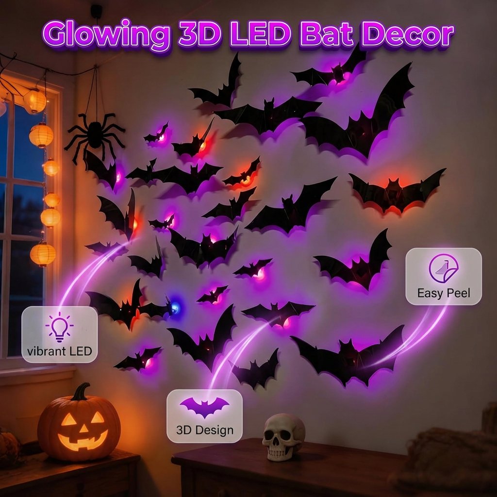 🔥Halloween 3D Lighted LED Flashing Bats