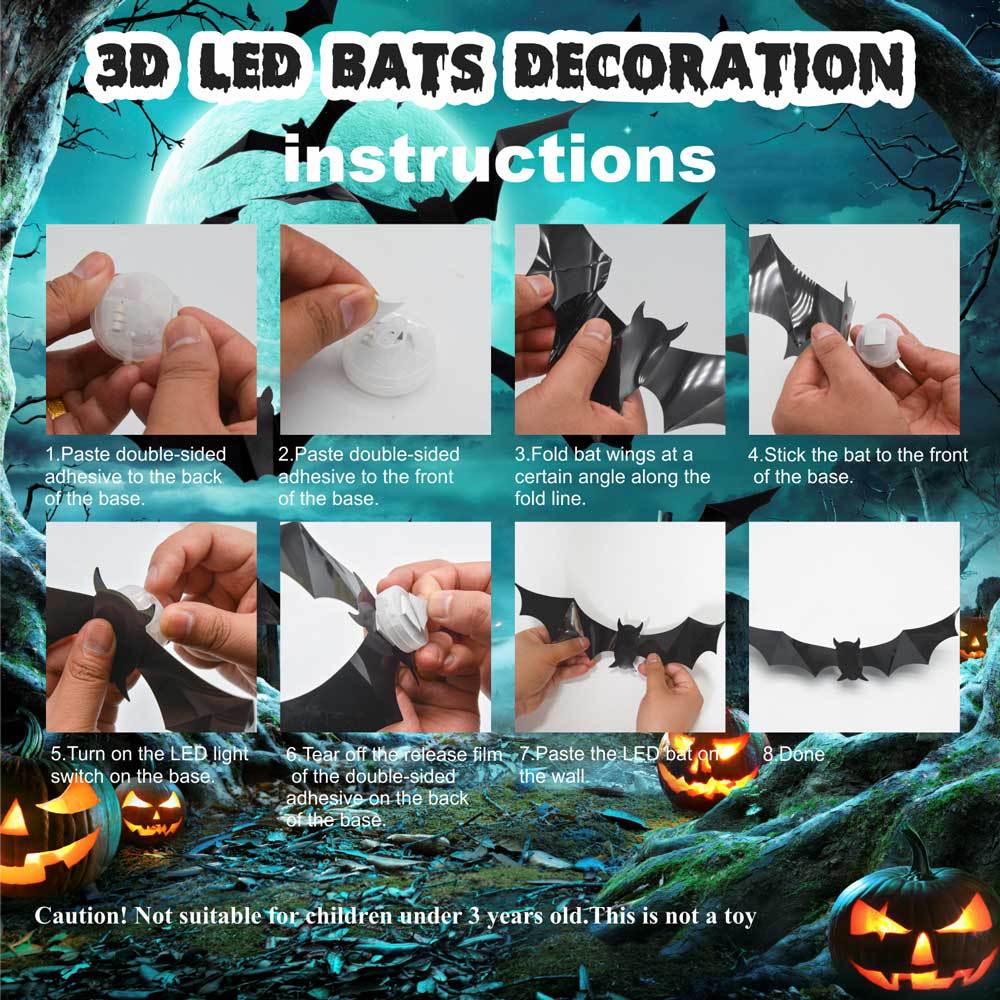 🔥Halloween 3D Lighted LED Flashing Bats