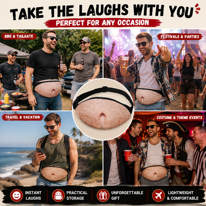 Ultra-Realistic Beer Belly Fanny Pack – Funny Dad Bod Waist Bag