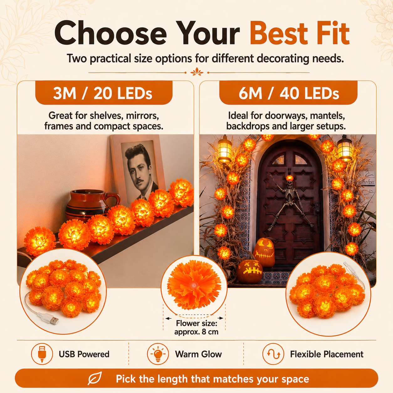 🌼USB Charging Lighted Marigold Garland