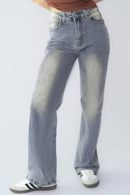 Women's Minimalist High Waist Denim Stretch Wide Leg Jeans