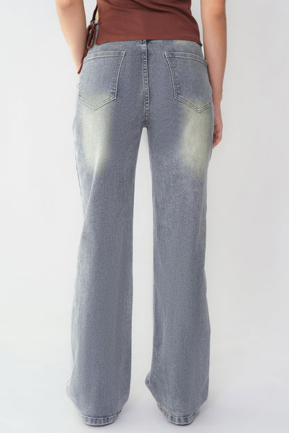 Women's Minimalist High Waist Denim Stretch Wide Leg Jeans