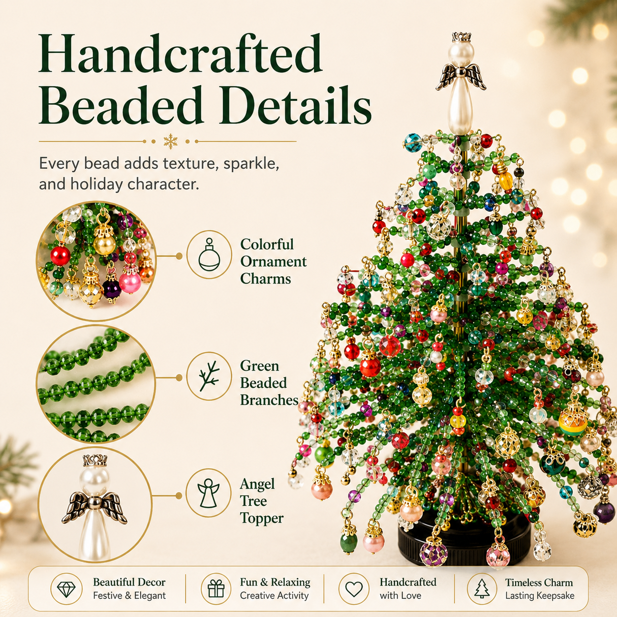 🎄✨ DIY Beaded Christmas Tree Kit – 🎅Create Your Own Sparkling Holiday Decoration
