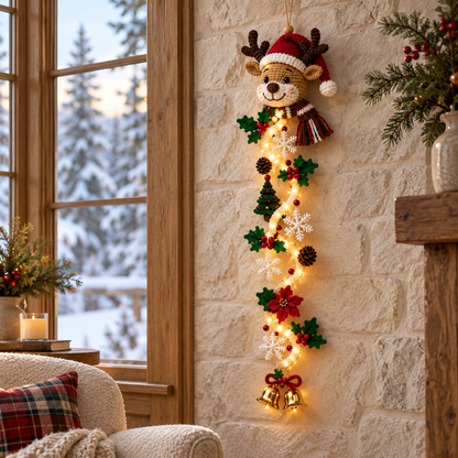 🎄 Glowing Christmas Door Hanger | 6 Festive Lighted Designs with Warm Glow, Dimensional Details & Space-Saving Vertical Décor ✨