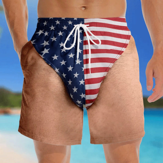 Custom Funny Patriotic Men Swim Trunks