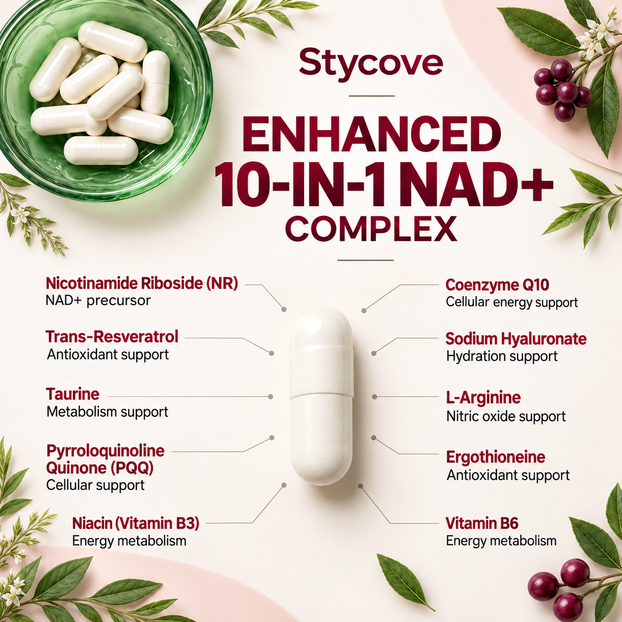 NAD+ Supplements for Woman Anti-Aging,Wrinkle Defense Capsules