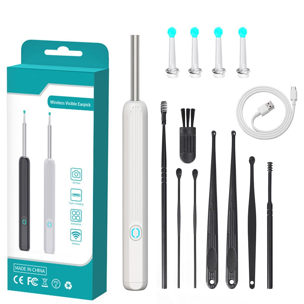 Wi-Fi Visible WaxRemoval Spoon,USB 1296P HD Load Otoscope