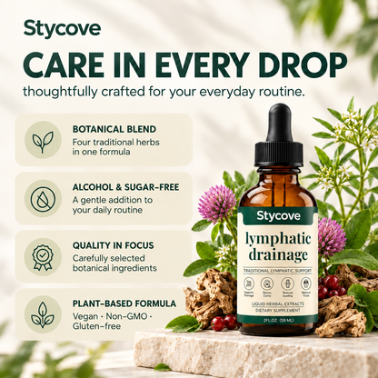 Stycove Lymphatic Drainage Drops | 4-Botanical Daily Lymphatic Support, Alcohol-Free & Vegan, 2 Fl Oz