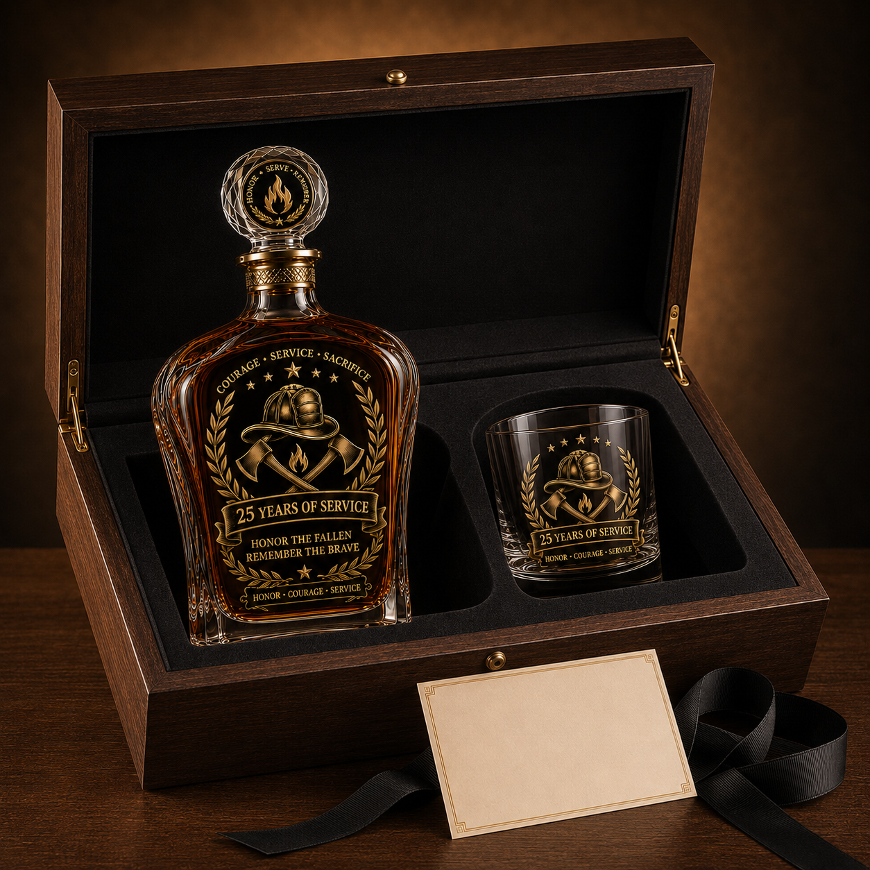 Anniversary Memorial Whiskey Decanter & Glass Gift Set – We Will Never Forget 343 Heroes Tribute