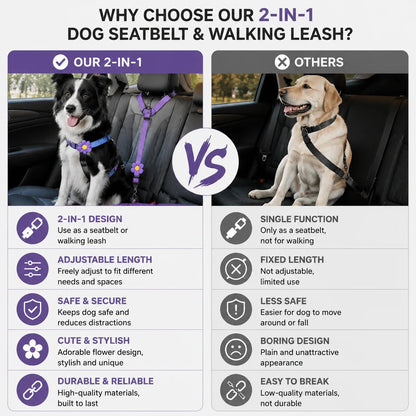 2-in-1 Dog Car Seat Belt & Walking Leash