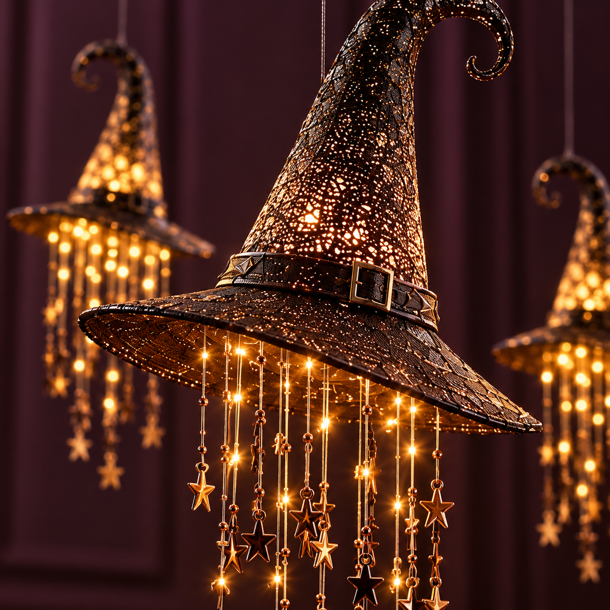 Lighted Witch Hat Hanging Chime