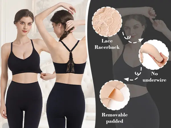 Lusait Lace Jelly Bra Bralettes for Women | Seamless Wireless Deep V