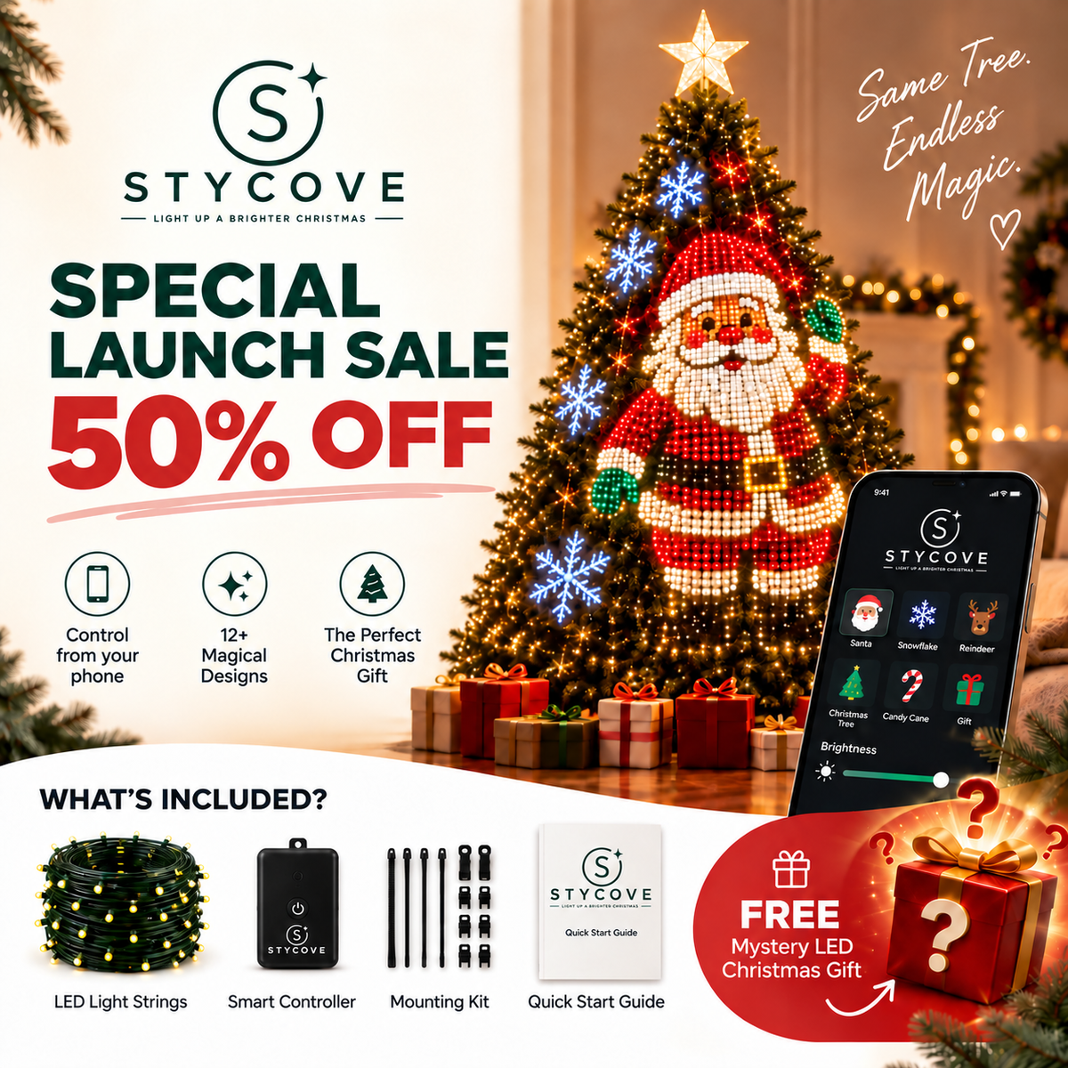 Stycove Smart Animated Christmas Tree Lights