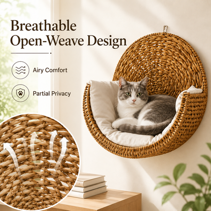 🐱 Purrfectly Cozy Handwoven Hanging Cat Bed