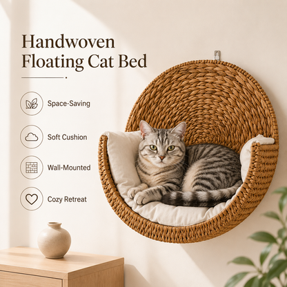 🐱 Purrfectly Cozy Handwoven Hanging Cat Bed