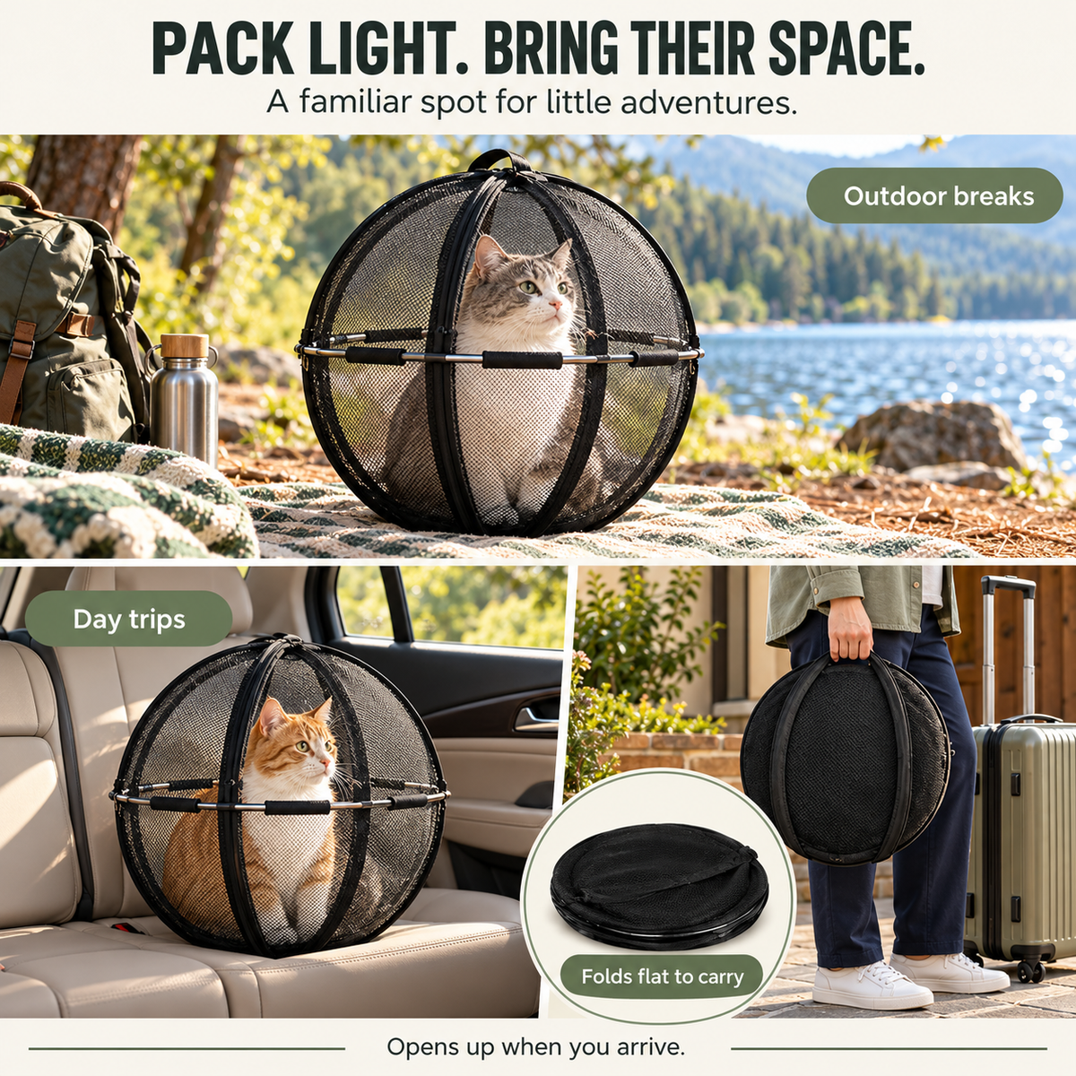 Portable Outdoor Cat Enclosure Mesh Ball Cat Cage