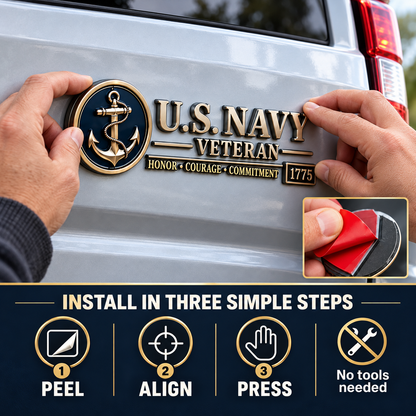 3D Metal Veteran Honor Auto Badge | For daily driving & veteran gatherings