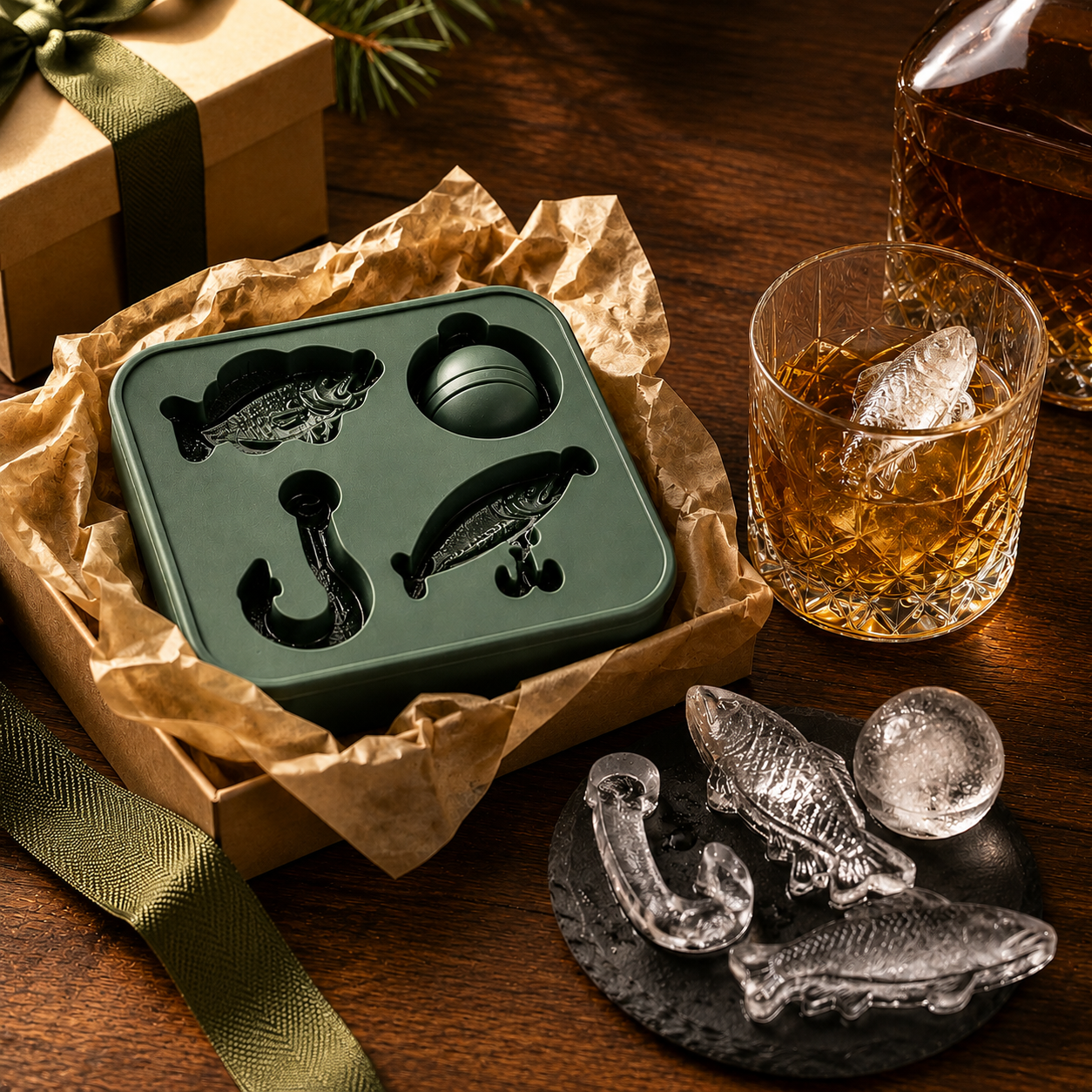 🎣 Fishing-Themed Ice Mold – Fish, Lure, Hook & Bobber Shapes