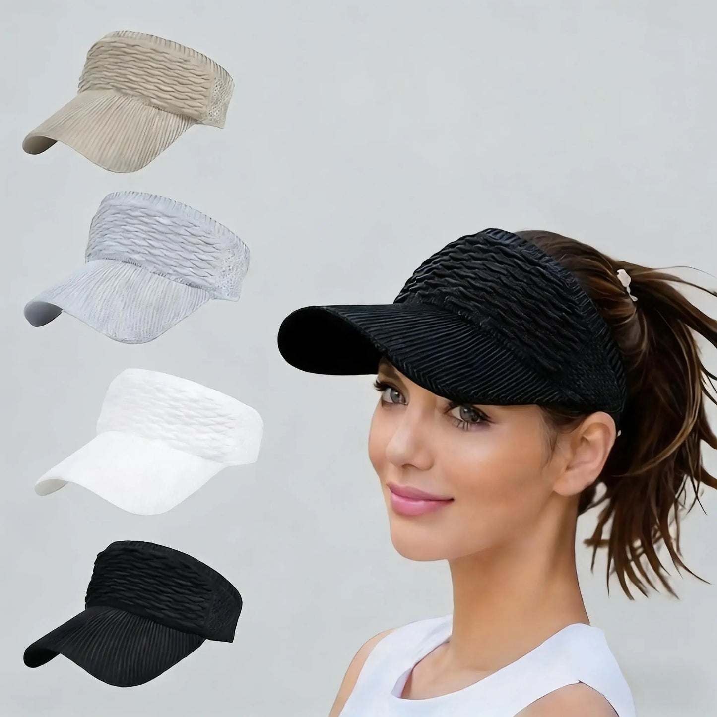 Women's High Ponytail Sun Visor Hat for Sun Protection