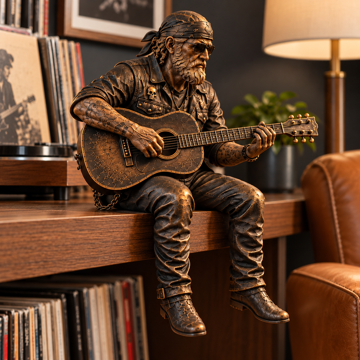Old Biker Soul Shelf Sitter Collection – Rustic Motorcycle Rider Figurines for Men