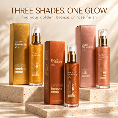 Body Glow Shimmer Oil, Caramel Bronze & Golden Nectar, 3.3 fl oz