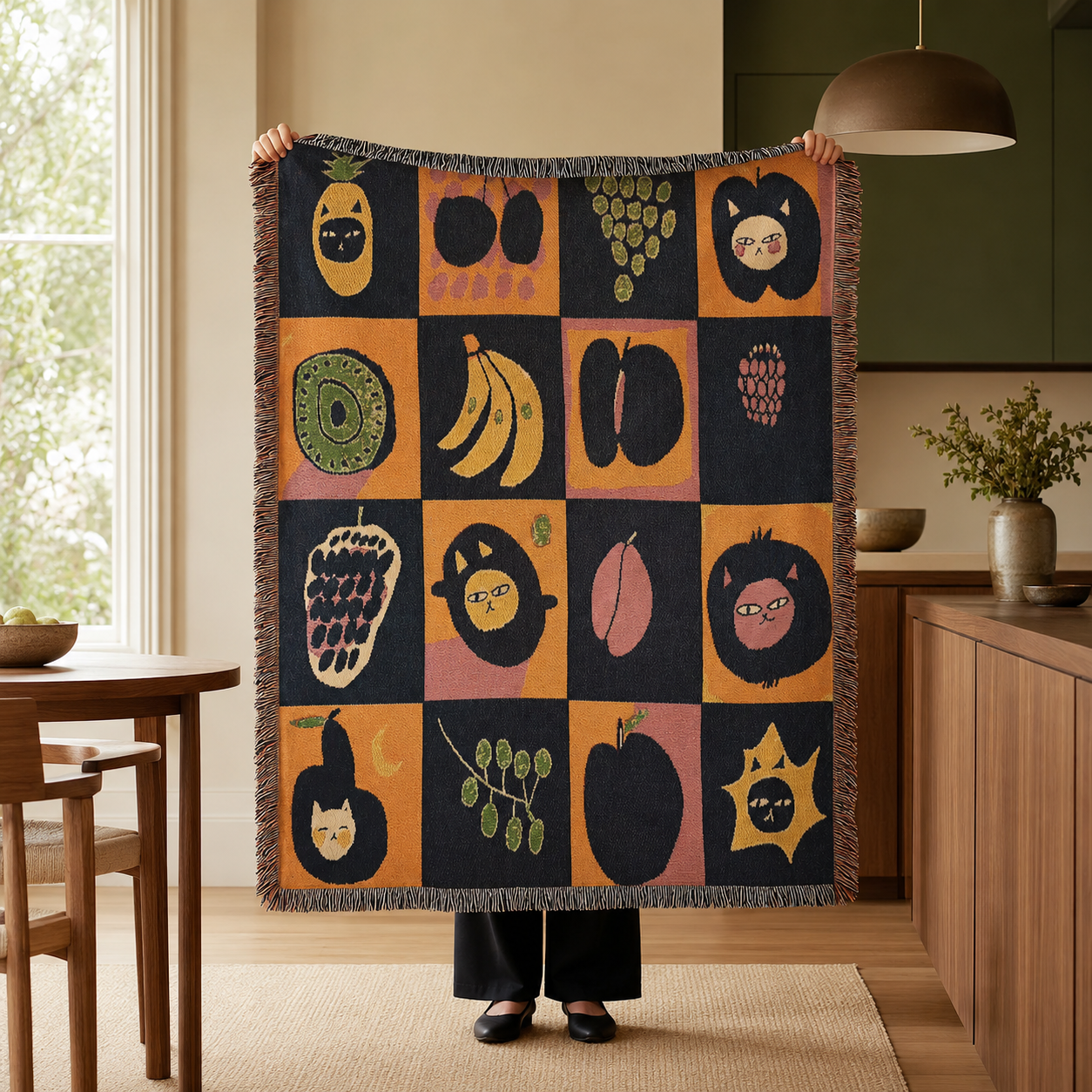 Multi-Function Woven Tassel Blanket, 130x160cm