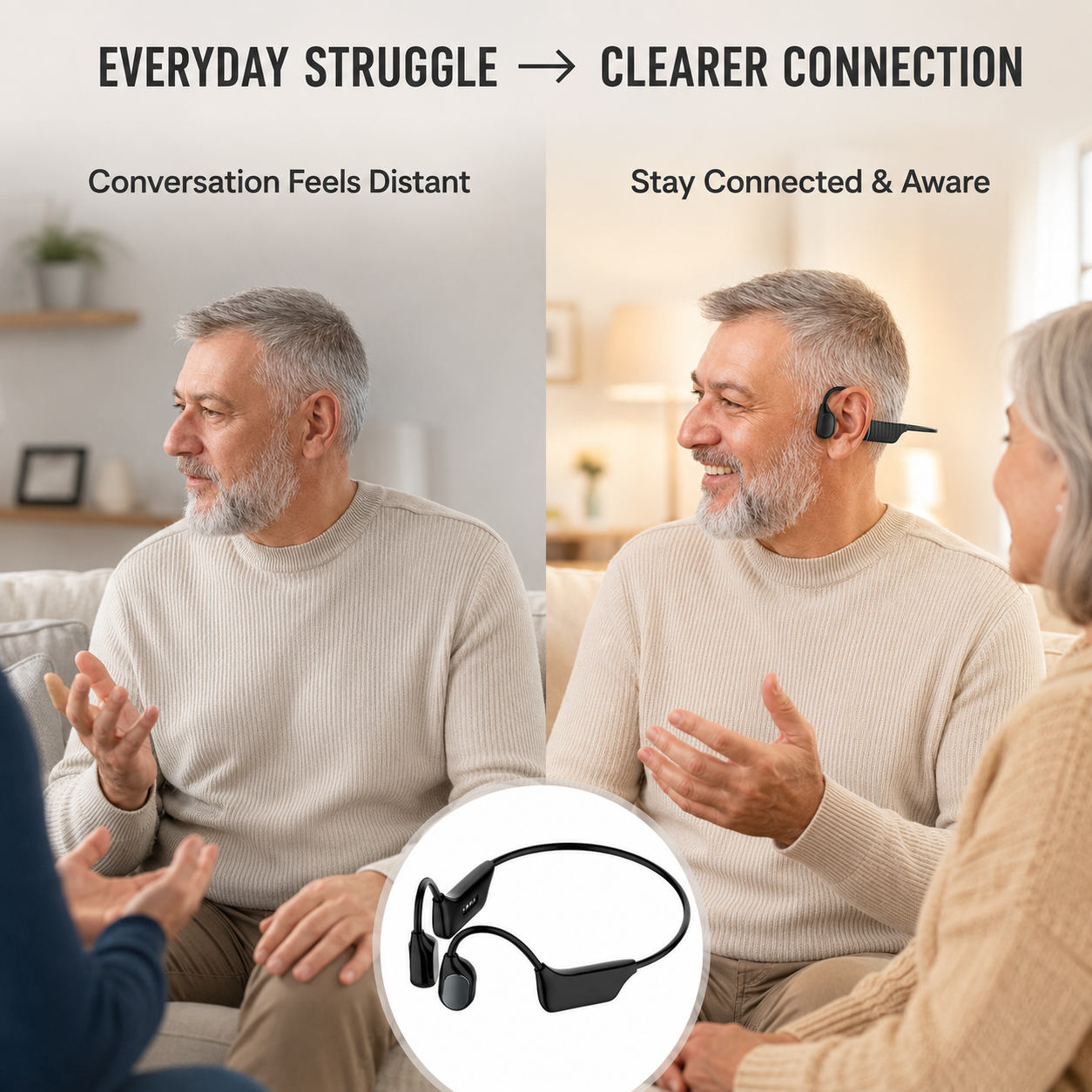 Bone Conduction Smart Hearing Aid Bluetooth Earphones