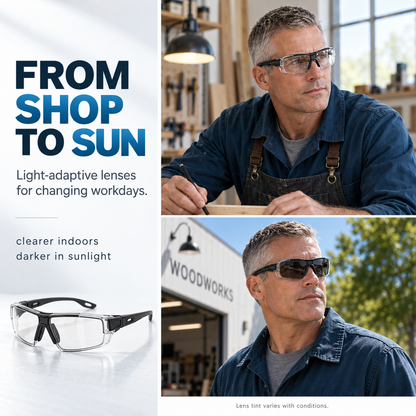 🕶️ Photochromic Safety Glasses – Indoor & Outdoor Impact Protection