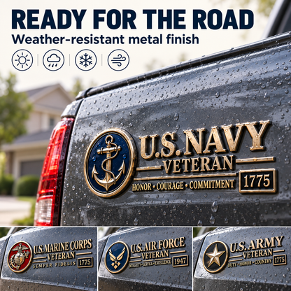 3D Metal Veteran Honor Auto Badge | For daily driving & veteran gatherings