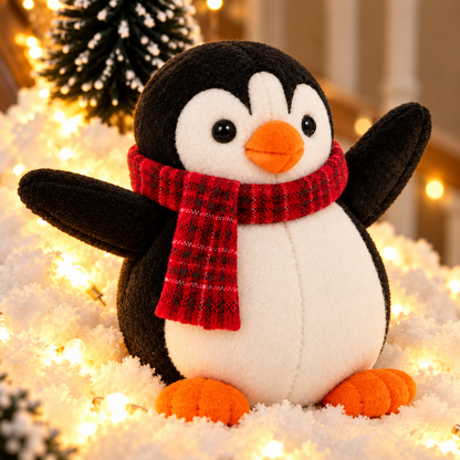 Playful Penguin Snowy Stair Railing Decor